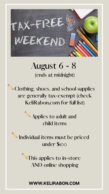 rules about Texas sales tax free holiday weekend back to school shopping